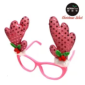 【摩達客】聖誕派對造型眼鏡-粉紅鹿角
