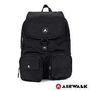 AIRWALK -甜心專用 雙口袋都會休閒後背包-黑色