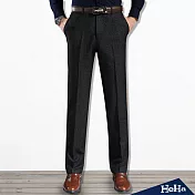 <現貨+預購>男士抗皺內磨毛商務直筒長褲黑色-HeHa-33*
