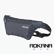 AOKANA奧卡納 YKK拉鍊 台灣製造 五種格層高防水面料防盜腰包 03-017D1黑格