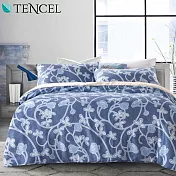 《幸福晨光》100%天絲雙人加大兩用被床包四件組- 歐羅巴藍