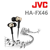 JVC HA-FX46 日本進口 絕美再現 重低音小鋼砲 釹磁鐵動圈單體入耳式耳機 霧金 保固一年