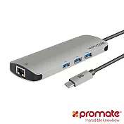 Promate PrimeHUB-C 9合1 USB Type C 充電傳輸集線器銀