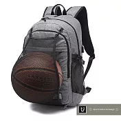 【US.STYLE】VA運動郊遊戶外充電籃網後揹包(品味灰)