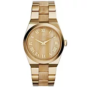 MICHAEL KORS 簡約時尚寬版金色腕錶(現貨+預購)金色