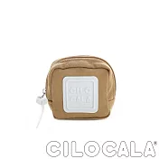 【CILOCALA】亮彩尼龍防潑水可扣式零錢包-土色