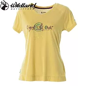 【荒野wildland】女V領印花棉感抗UV上衣XL檸檬黃