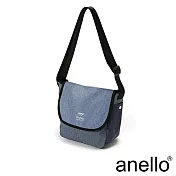 【日本正版anello】獨特混色花紋郵差小包 《深藍丹寧 DML》