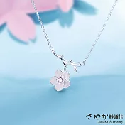 【Sayaka紗彌佳】純銀文創風格手工製櫻花鑲鑽造型項鍊 -粉鑽