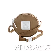 【CILOCALA】 亮彩尼龍防潑水斜背小圓包土色