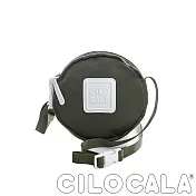 【CILOCALA】 亮彩尼龍防潑水斜背小圓包橄欖綠色