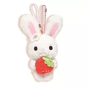 San-X 桃紅花紋兔珠鍊手機吊飾
