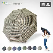 【雙龍牌】秒收傘面_英國風央帶格紋易開收玻纖三折傘(防風超潑水折傘B6016YD)米蘭格