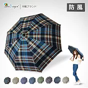 【雙龍牌】秒收傘面_英國風央帶格紋易開收玻纖三折傘(防風超潑水折傘B6016YD)拿鐵棕
