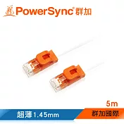 群加 Powersync CAT 6 1Gbps 好拔插設計 高速網路線 RJ45 LAN Cable【超薄扁平線】白色 / 5M (C65B5FLW)