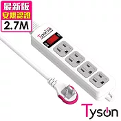 Tyson太順電業 TS-314AS 3孔1切4座延長線(拉環扁插)-2.7米