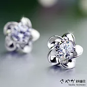 【Sayaka紗彌佳】925純銀 盛開的黎明花朵單鑽耳環 -白鑽