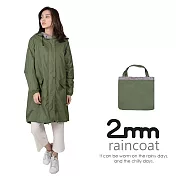 【2mm】束口袖連帽款。時尚雨衣/風衣(R-1083)(軍綠)