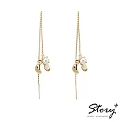 STORY ACCESSORY-SNOW系列-Mistletoe槲寄生天然珍珠耳墜黃K金