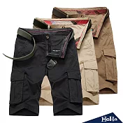 <現貨+預購>多口袋棉質五分短褲三色-HeHa-28（黑色）