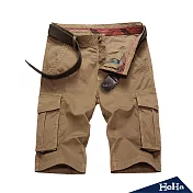 <現貨+預購>多口袋棉質五分短褲三色-HeHa-29（深卡其）