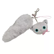 San-X 小襪貓貓掌系列貓尾巴絨毛吊飾-小灰貓