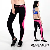 【Leader】女性專用 ColorFit運動壓縮緊身壓力褲XS(桃紅拼色)