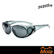 MOLA摩拉近視包覆式偏光太陽眼鏡套鏡 UV400 小臉 男女 灰片 灰框 3620Scg