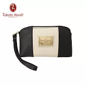 義大利《Roberto Mocali》黑白4卡拉鍊吊帶零錢包(RM-57301)