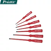 臺灣寶工Pro’sKit經濟款GS認證耐高壓1000V絕緣起子組8PK-8100E(7支,磁性&一字/十字起子)
