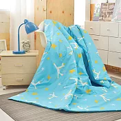 義大利Fancy Belle X Malis《小飛馬-粉藍》純棉吸濕透氣涼被(5x6.5尺)MIT