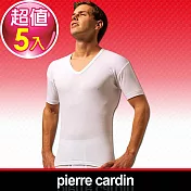 【Pierre Cardin皮爾卡登】新機能吸汗透氣U領短袖衫- (5入組)XL白色