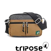 tripose 微旅輕量岩紋配色防潑水雙袋設計斜揹包 駝色