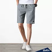 <現貨+預購>男士腰圍抽繩棉麻五分短褲四色-HeHa-2XL（灰藍色）