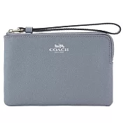 COACH 素面皮革手拿包-淺藍（現貨＋預購）淺藍
