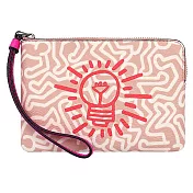 COACH 印花圖騰PVC皮革拉鍊手拿包-粉桔（現貨＋預購）粉桔