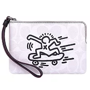 COACH 塗鴉PVC皮革拉鍊手拿包-白（現貨＋預購）白