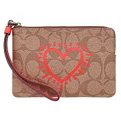 COACH 塗鴉PVC皮革拉鍊手拿包-卡其桔（現貨＋預購）卡其桔