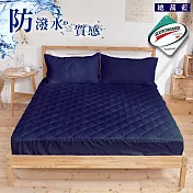 《DUYAN 竹漾》臺灣製高效防潑水透氣床包式保潔墊- 總裁藍