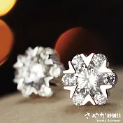 【Sayaka紗彌佳】925純銀 雪舞紛飛愛心鑲鑽耳環 施華洛世奇元素
