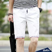 <現貨+預購>造型反折抽繩綁帶五分短褲四色-HeHa-2XL（白色）