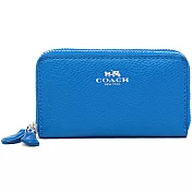 COACH 防刮燙印LOGO雙層卡夾零錢包-藍色（現貨＋預購）藍色