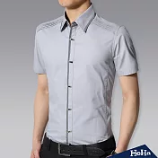 <現貨+預購>純棉拼色修身短袖襯衫四色-HeHa-L(灰色）