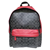 COACH 拼接真皮雙肩電腦後背包-黑紅（現貨＋預購）黑紅