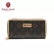 義大利《Roberto Mocali》黑金20卡雙拉鍊長夾(RM-63206)