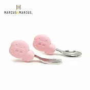 【MARCUS＆MARCUS】 動物樂園寶寶手握訓練叉匙- 粉紅豬(粉)