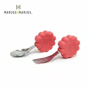 【MARCUS＆MARCUS】 動物樂園寶寶手握訓練叉匙- 獅子(紅)