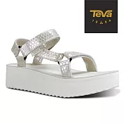 TEVA 美國 女 Flatform Universal 真皮織帶厚底涼鞋-US5亮白蛇紋