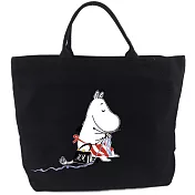 【Moomin】04拉鍊帆布包(黑-大)