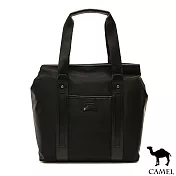 CAMEL - 倫敦品味十字紋防潑水牛皮手提托特包-共2色黑